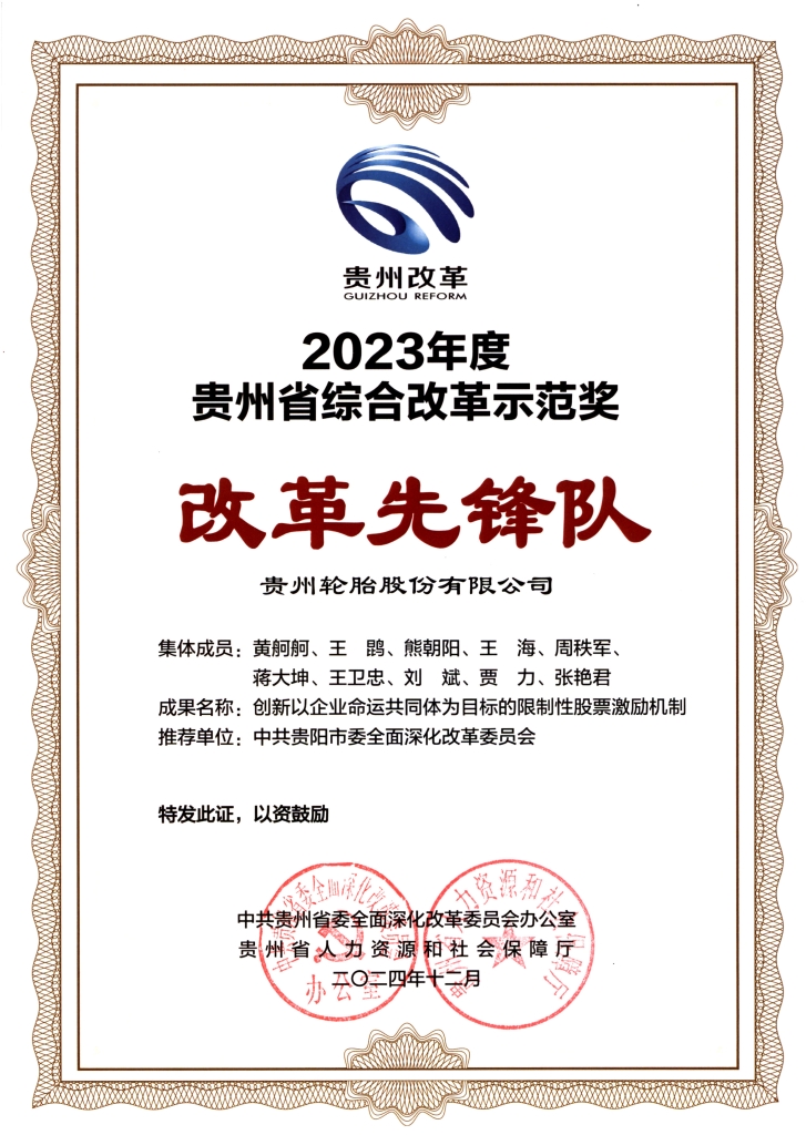 2023年度kaiyun开云省综合改革示范奖 改革先锋队